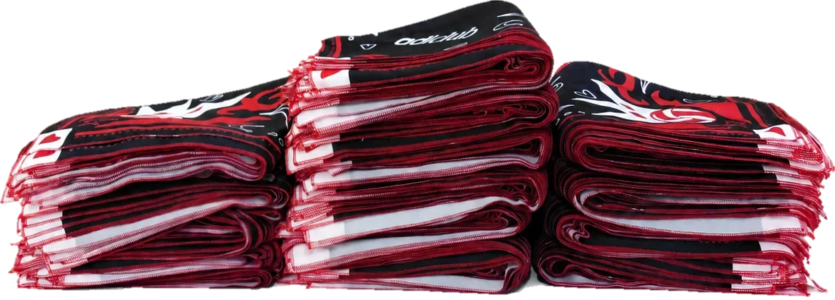 Poşetlenmiş bandana istifinin yandan görünümü, katman sayısı