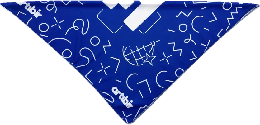 Kurumsal lacivert zemin üzerine logo baskılı kare bandana